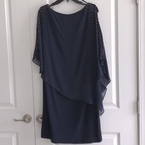 Dark navy sheath overlay dress by X by Excape